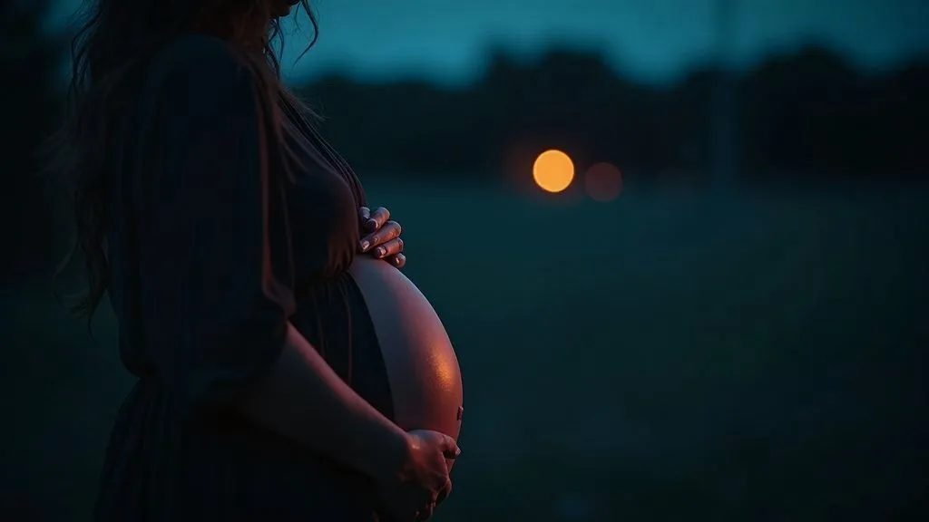 An expectant mother surrounded by pregnancy care essentials